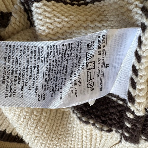 Gap Brown and Cream Horizontal Striped Crew Neck Knit Sweater Women’s Medium - Picture 4 of 5